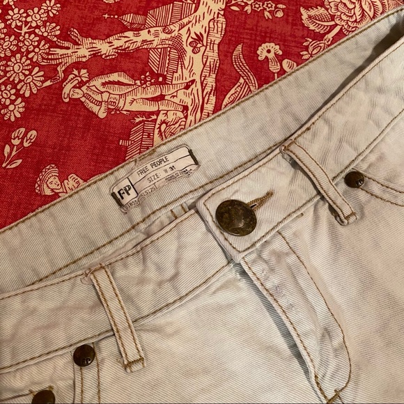 Free People Light Wash Denim Patch Shorts - Picture 3 of 8